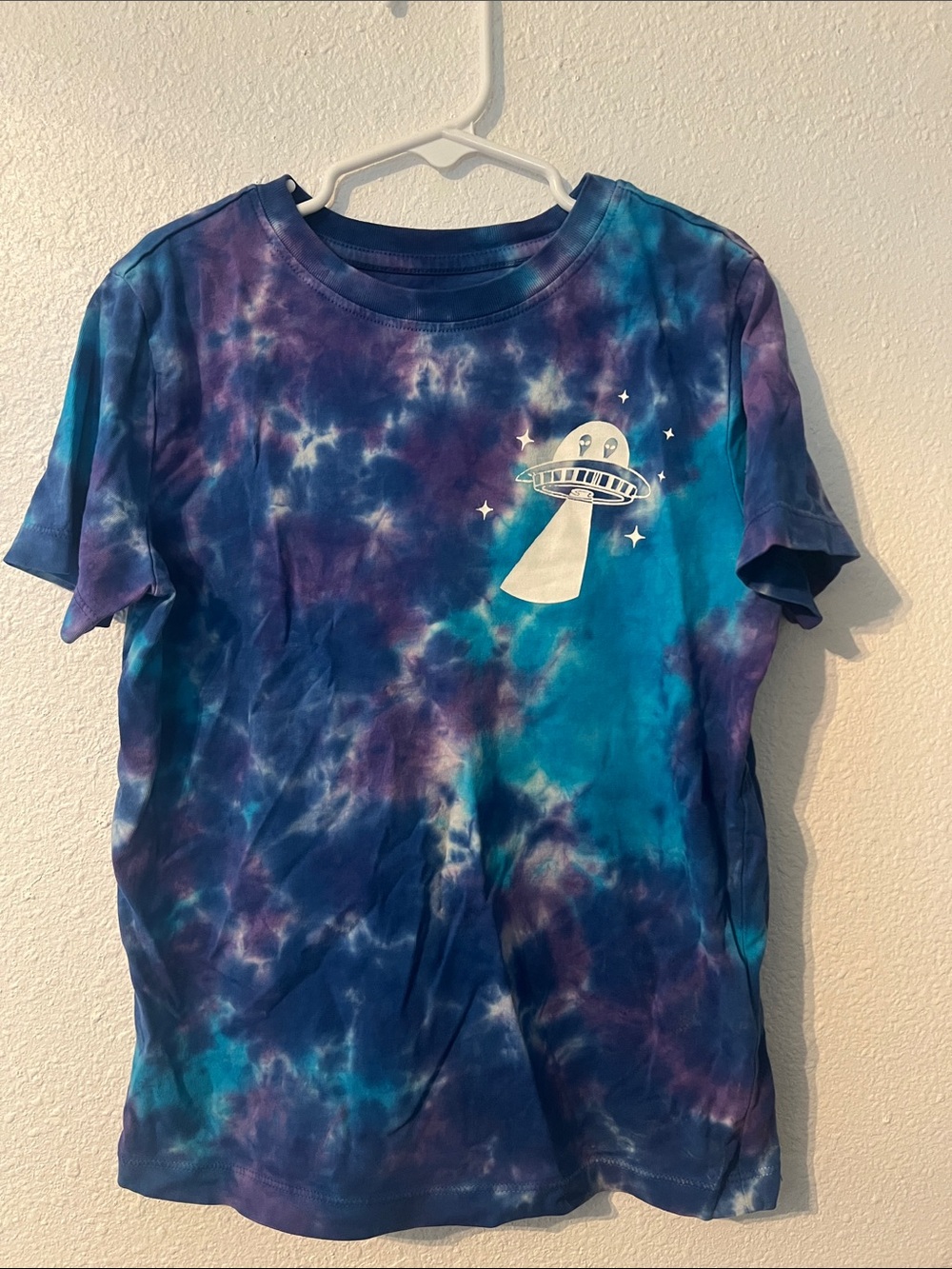 Lands End Tie-Dye Kids UFO Graphic Tee - Blue & Purple Small